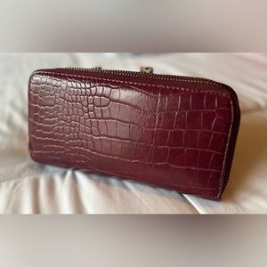 EUC Croc Faux Leather Double Zip Wallet